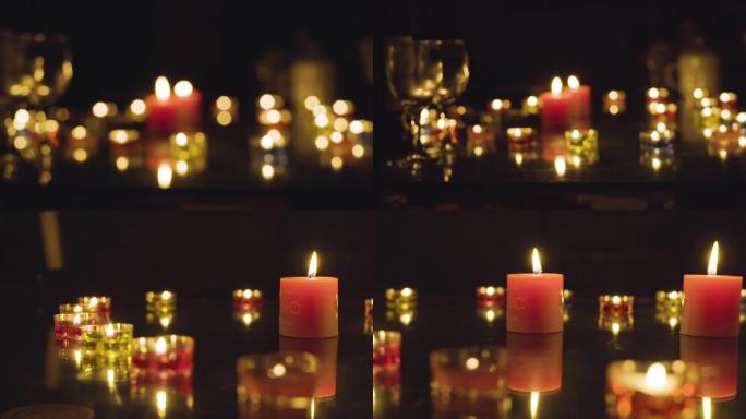 浪漫的红蜡烛 心型多彩蜡烛