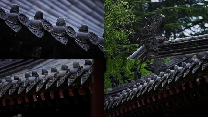 中式屋檐雨滴滴水雨水惊蛰谷雨立春意境