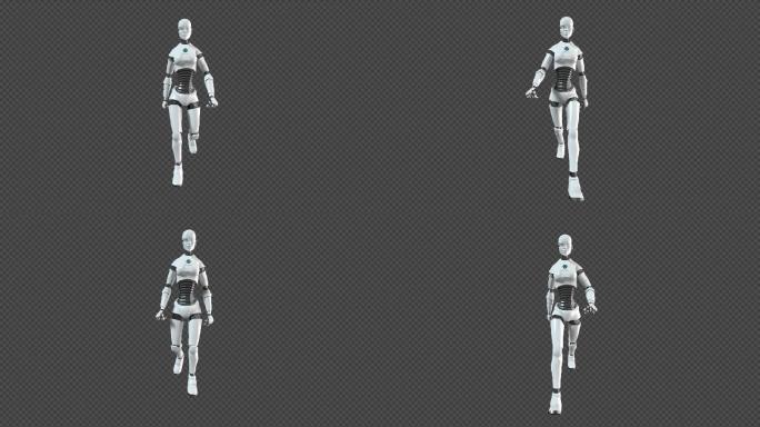 AI人工智能机器人走路动画通道素材