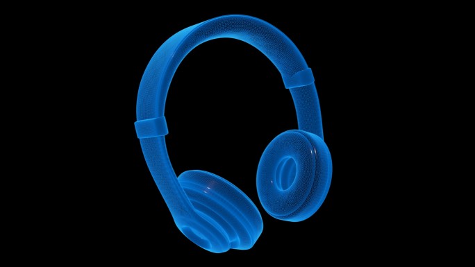 蓝色科技线条全息耳机透明通道素材