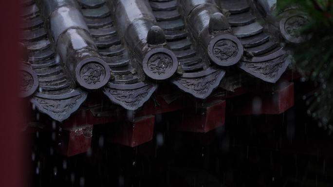 中式屋檐雨滴滴水雨水惊蛰谷雨立春意境