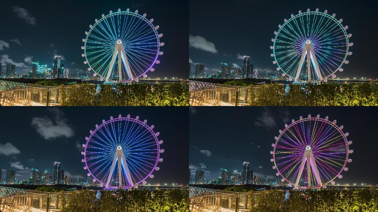 深圳前海摩天輪夜景延時