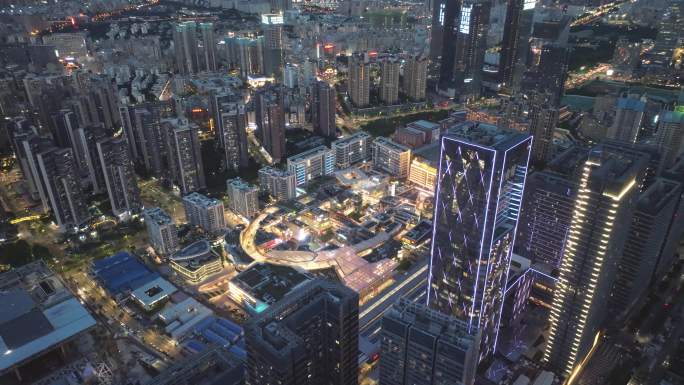 4K正版-航拍城市商业中心购物广场夜景