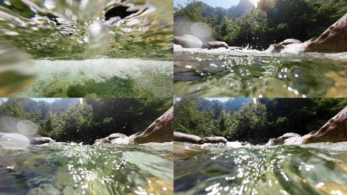 山间的小溪里清澈的溪水一股清流03