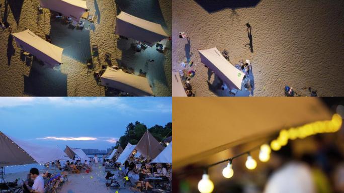 夜晚户外沙滩帐篷露营帐篷视频