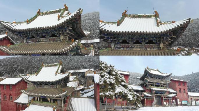 冬季4K实拍山西省高平市定林寺雪景
