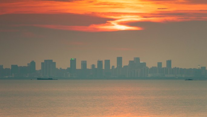 合肥滨湖日落城市延时