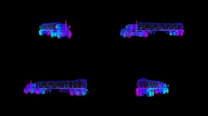 4K全息科技赛博朋克油罐车旋转素材带通道