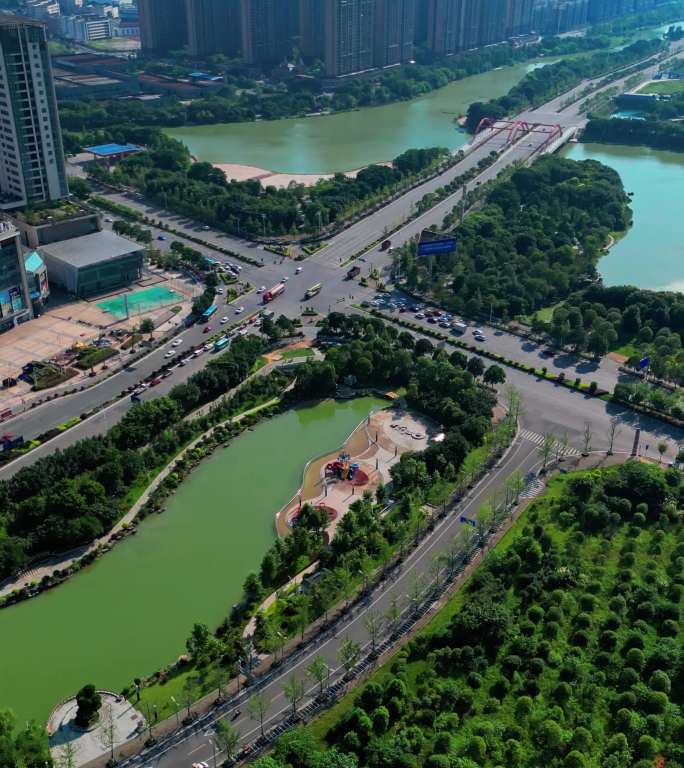 竖屏航拍临桂城市建筑风光2022