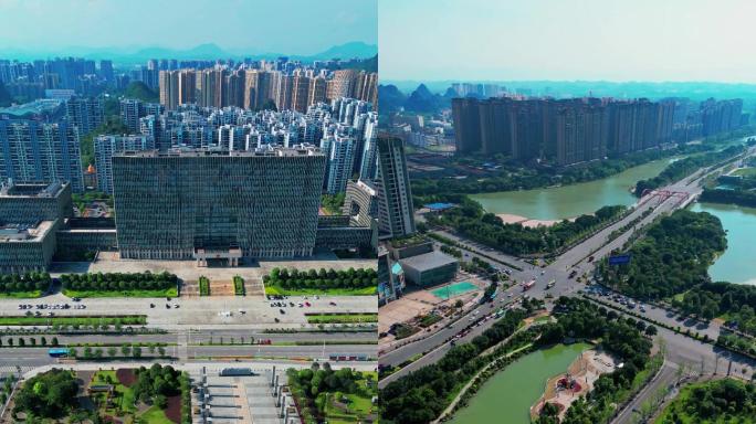 竖屏航拍临桂城市建筑风光2022