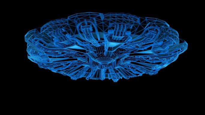 蓝色科技线条全息UFO飞碟透明通道素材