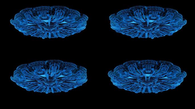 蓝色科技线条全息UFO飞碟透明通道素材
