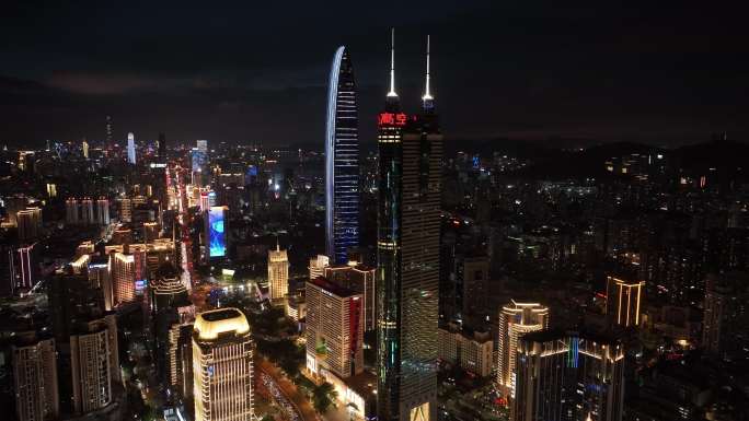 罗湖区京基一百地王大厦航拍夜景