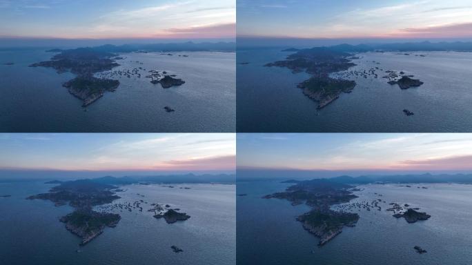 4K海上岛屿落日晚霞航拍