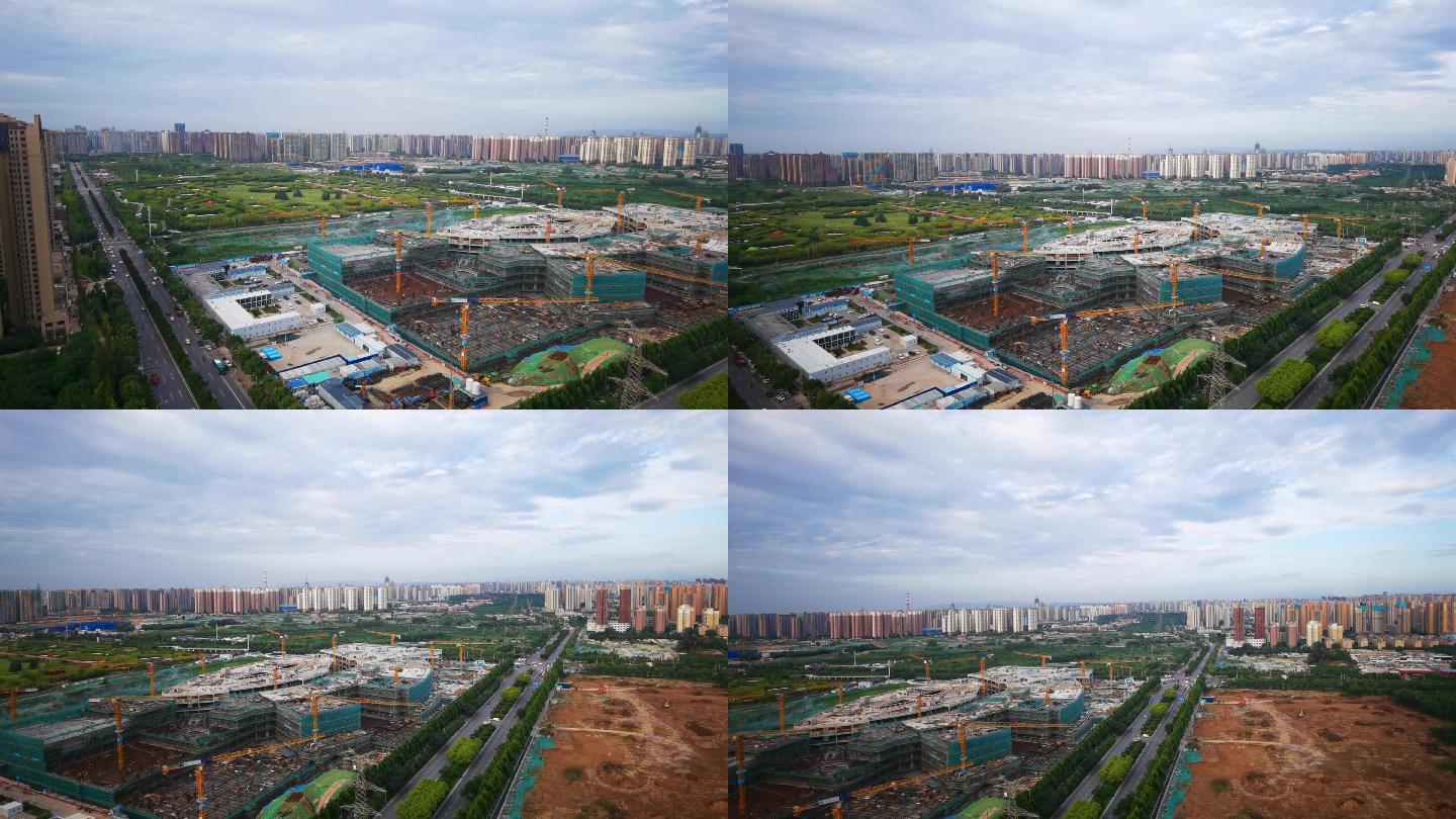 4K航拍西安城市建筑开发全景大画幅
