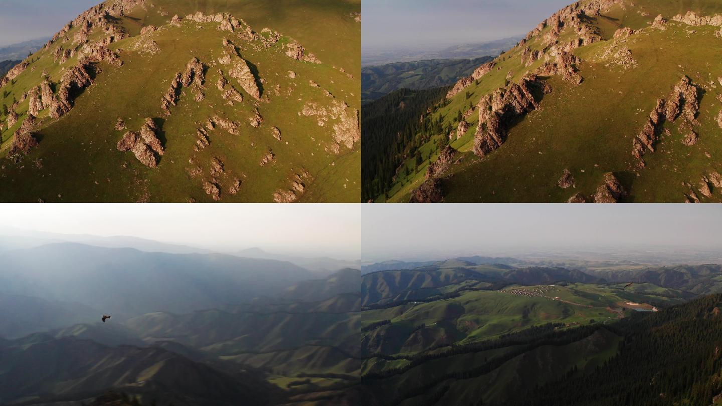 航拍天山山脉雄鹰飞翔4K电影感4K