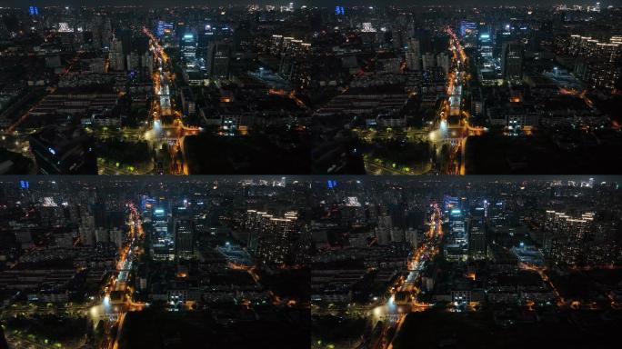 上海市杨浦区大连路长阳路夜景航拍