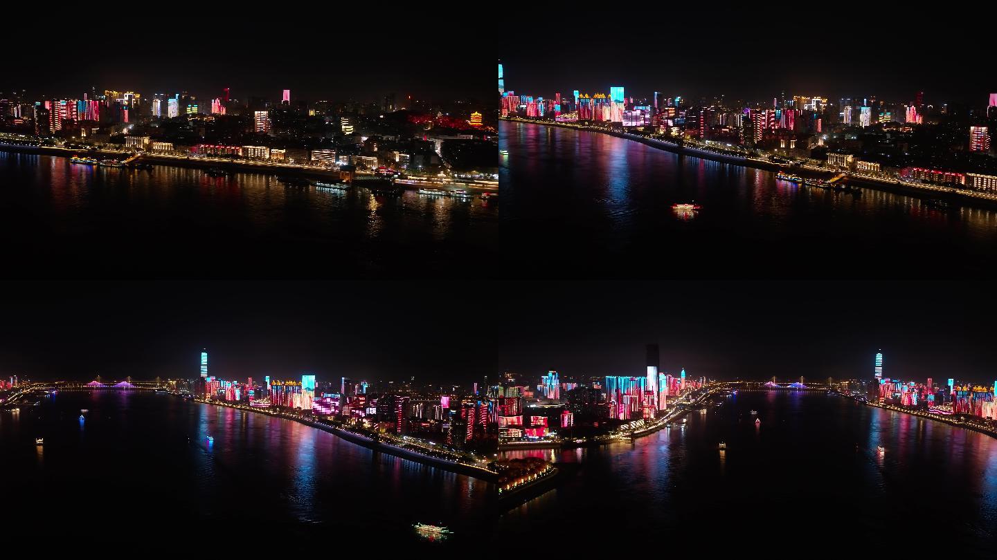 武汉江滩夜景航拍