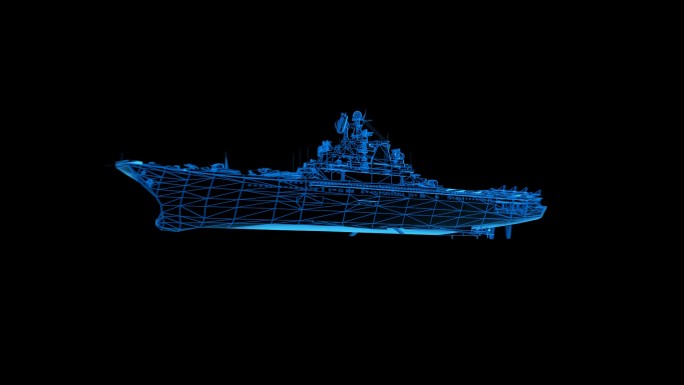 蓝色科技线条航空母舰透明通道素材