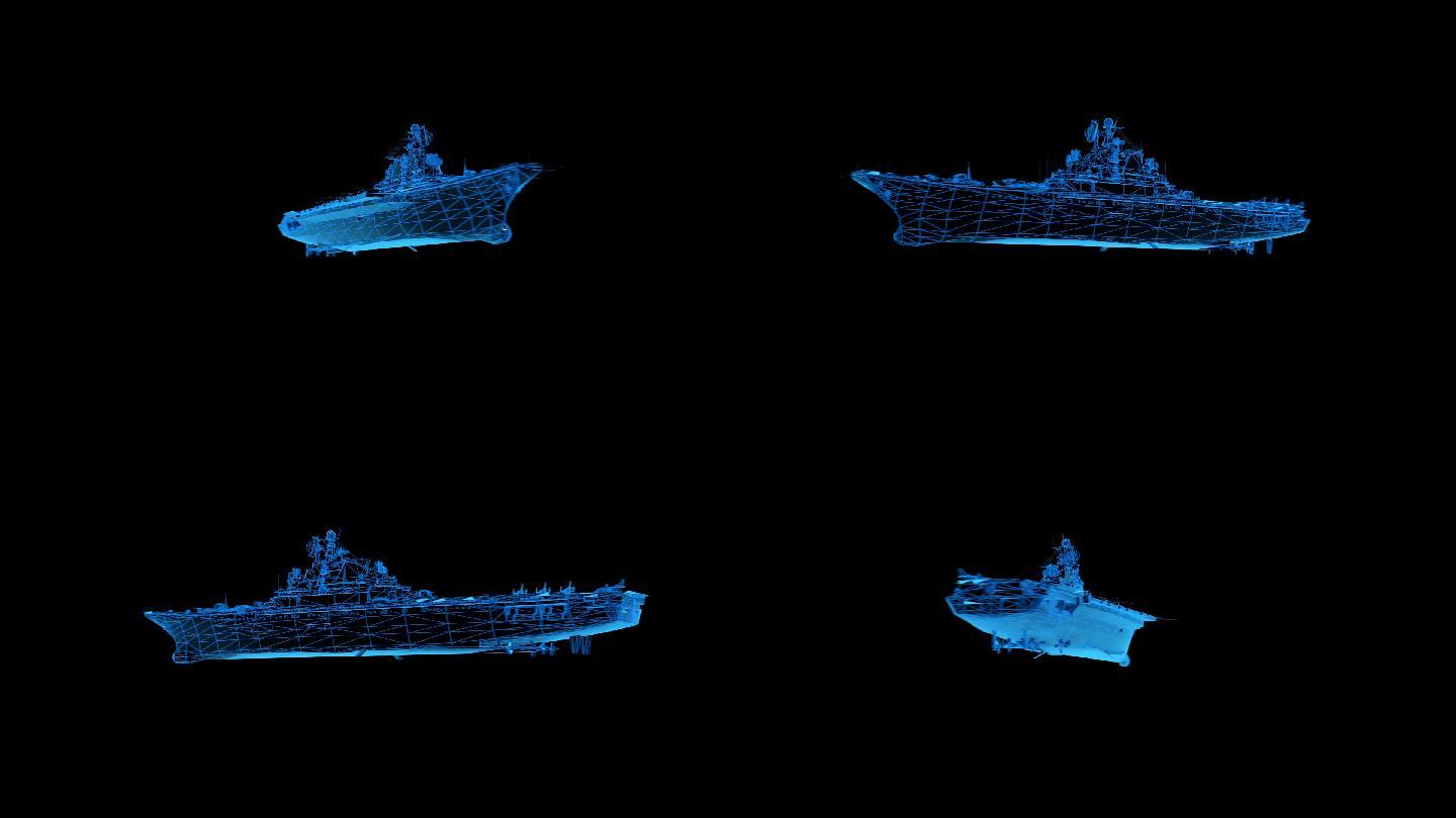 蓝色科技线条航空母舰透明通道素材