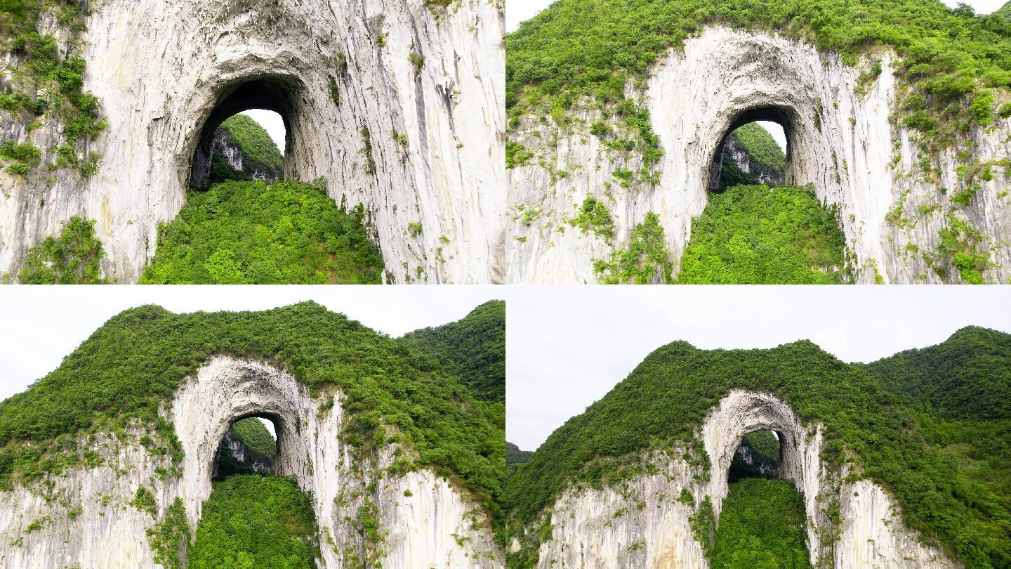 喀斯特自然公园青山山洞绿色植被悬崖风景