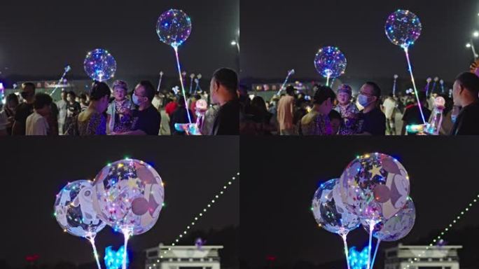 夜晚广场气球女孩