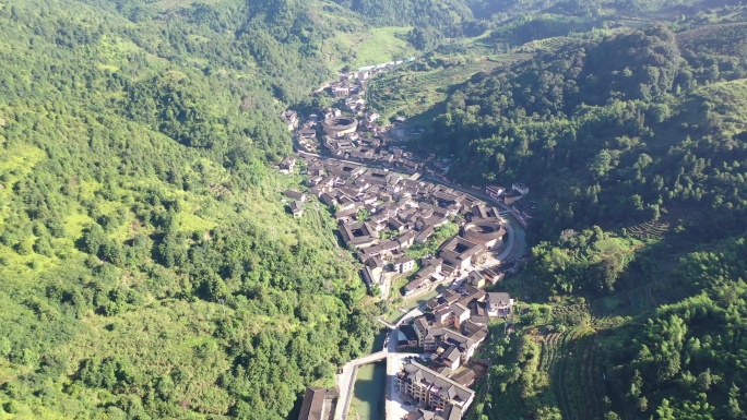 福建漳州南靖土楼古村落乡村古镇塔下村航拍