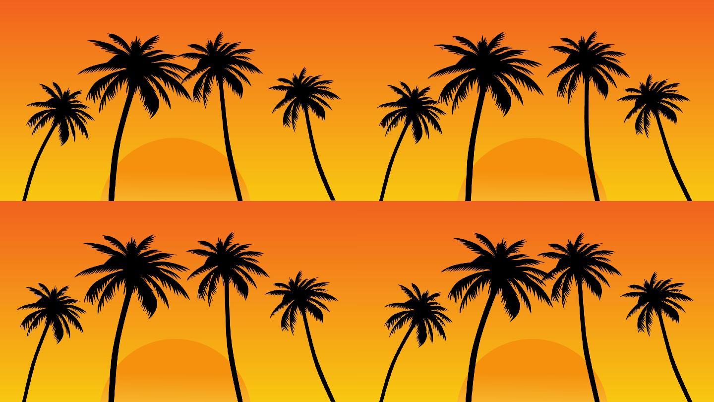 椰子树下的夕阳