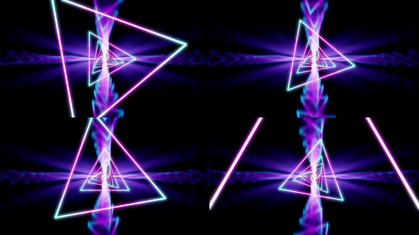 抽象霓虹光线隧道循环动画3D渲染