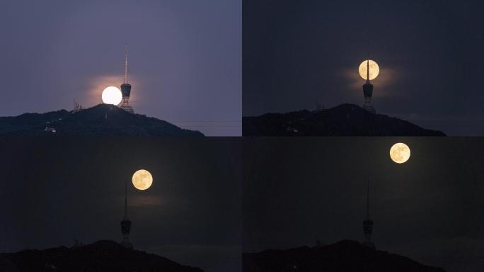 超级月亮月出延时摄影