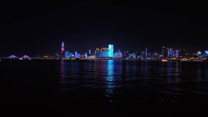 武汉江滩夜景航拍