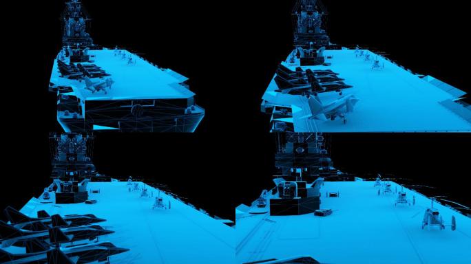蓝色科技线条航空母舰动画透明通道素材