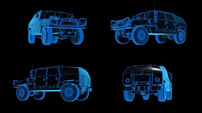 蓝色科技全息东风铁甲越野车透明通道素材