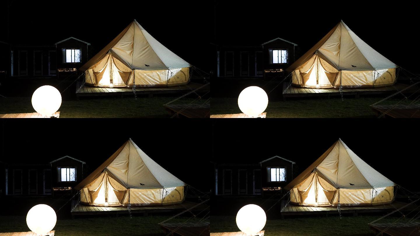 露营帐篷特写夜晚宁静户外基地旅行视频素材