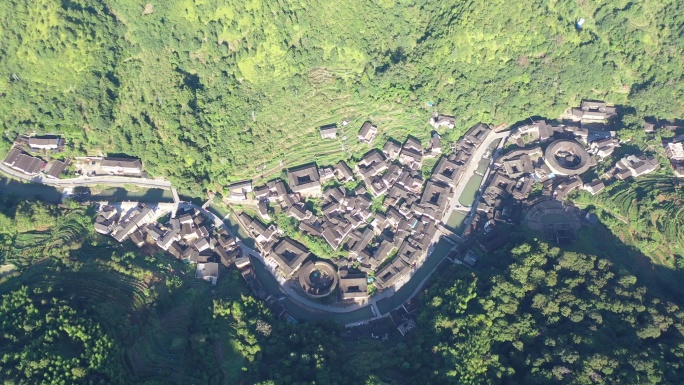 福建漳州南靖土楼古村落乡村古镇塔下村航拍