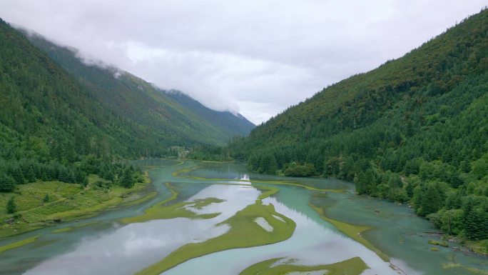 康定 月亮湖 高原 原始森林 马航拍