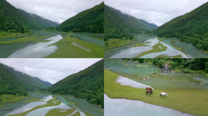 康定 月亮湖 高原 原始森林 马航拍