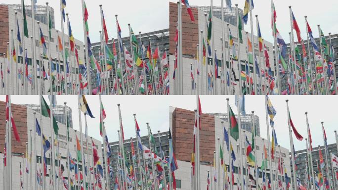 上海世博会博物馆各国旗帜8K实拍原素材