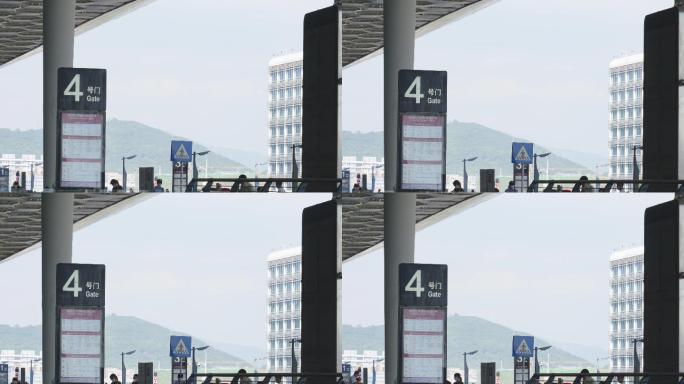 4K正版-机场出发入口指示牌