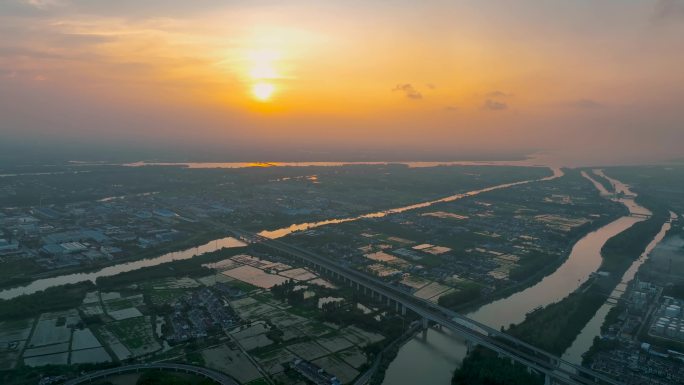 4K 扬州市科技生态新城泰安镇邵伯湖航拍