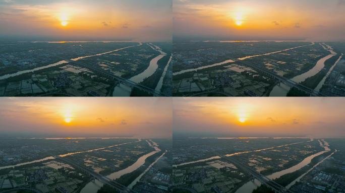 4K 扬州市科技生态新城泰安镇邵伯湖航拍