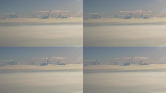 【4K正版】实拍飞机窗外云层塔状积云03