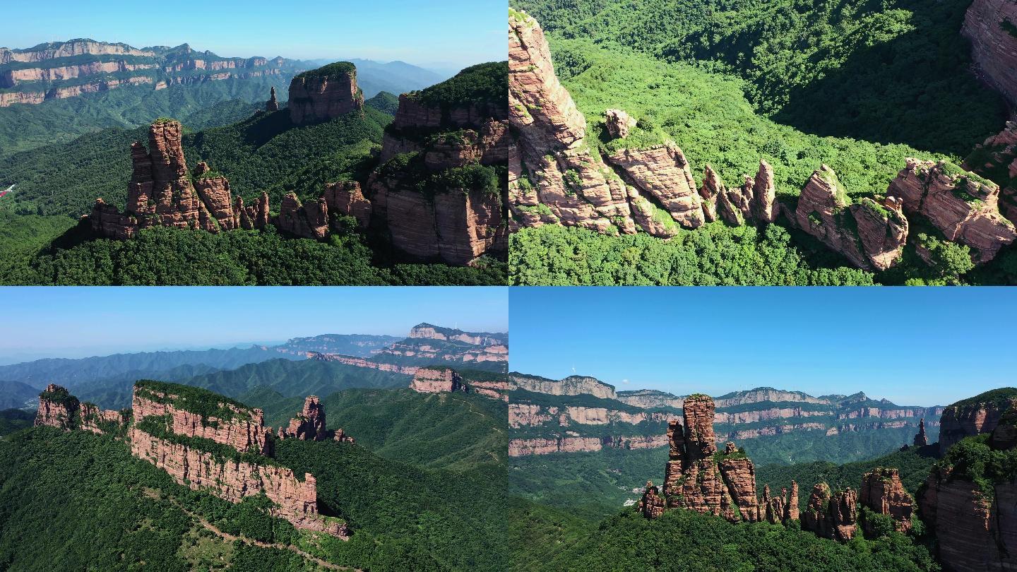 航拍河北嶂石岩九女峰景区