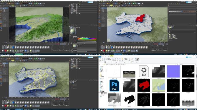 C4D 辽宁省地形交通行政区域高精模型