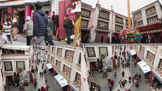 【原创】西藏拉萨市内街景街道人群