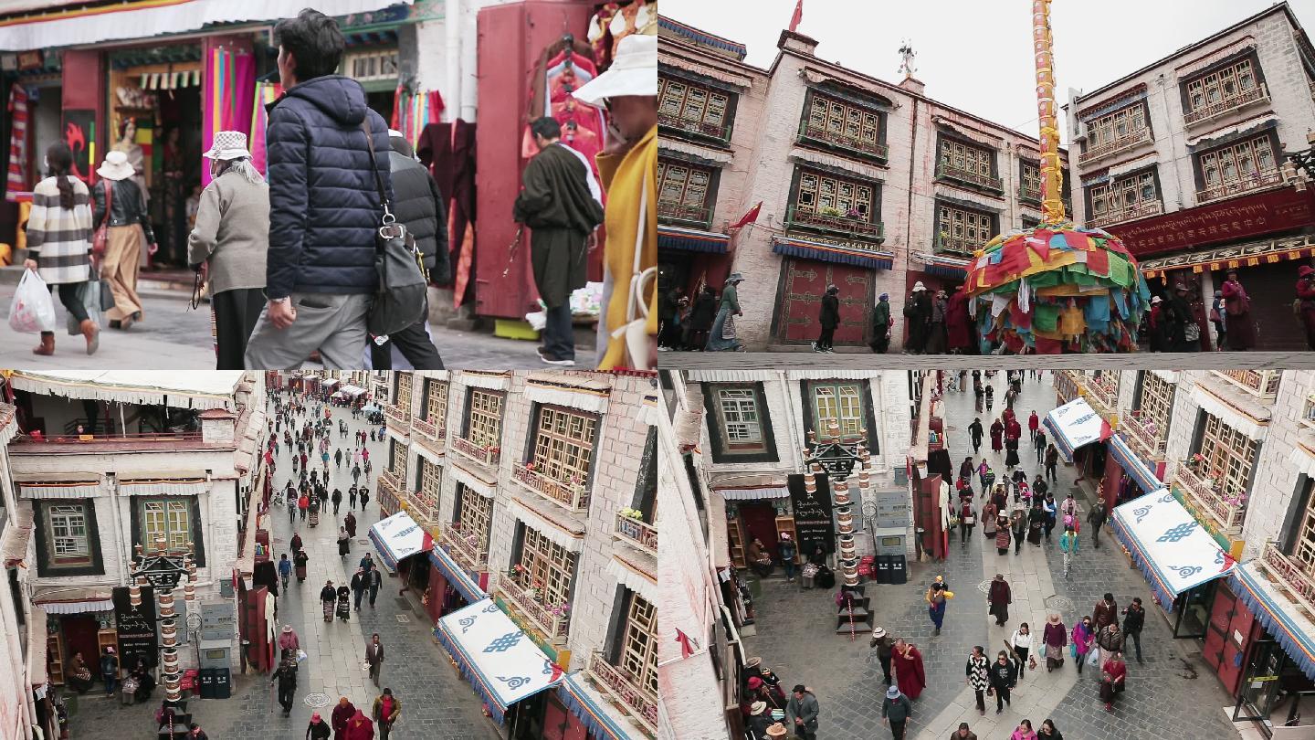 【原创】西藏拉萨市内街景街道人群