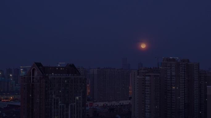 超级大月亮落下天亮过程【夜转日延时】