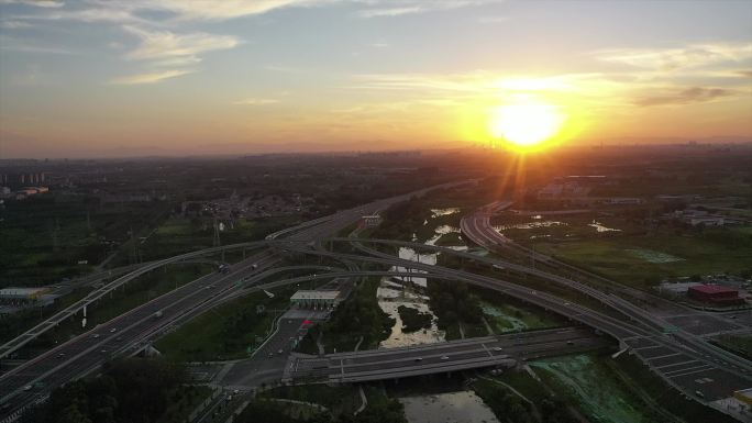 通州六环 通州城市 通州日落