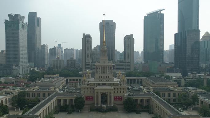 上海展览中心 航拍 上海风景 航拍4k