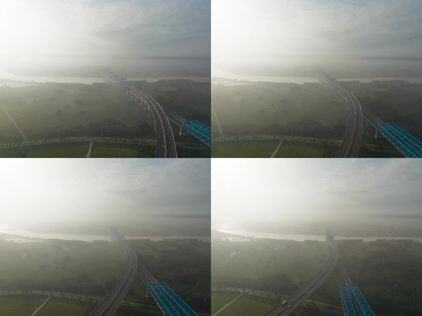晨雾中的黄河石济高铁两用特大桥